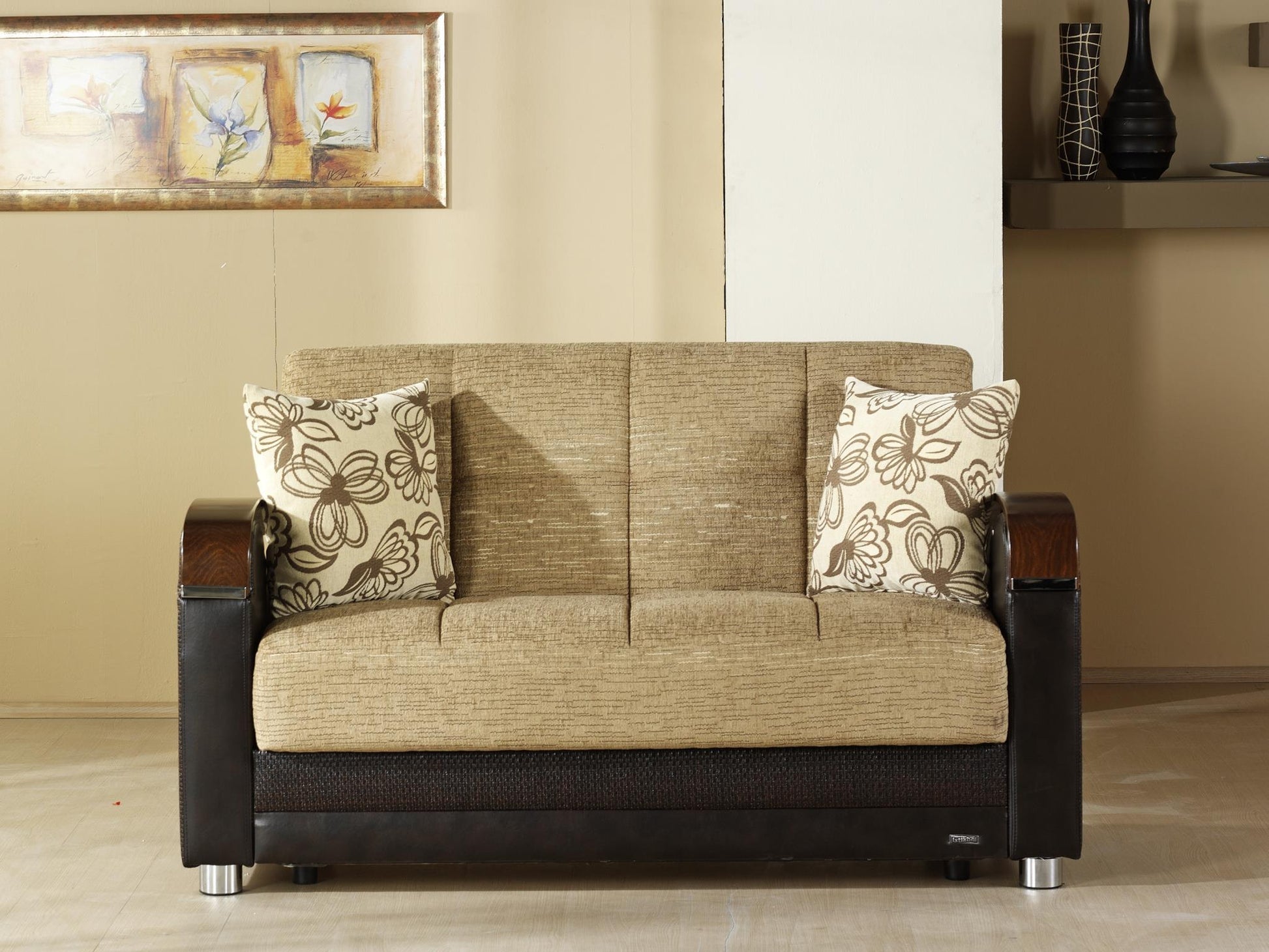 Luna Sleeper Sofa Bed – 87" Wide with Wooden Arms | Mid-Century Modern Convertible Sofa