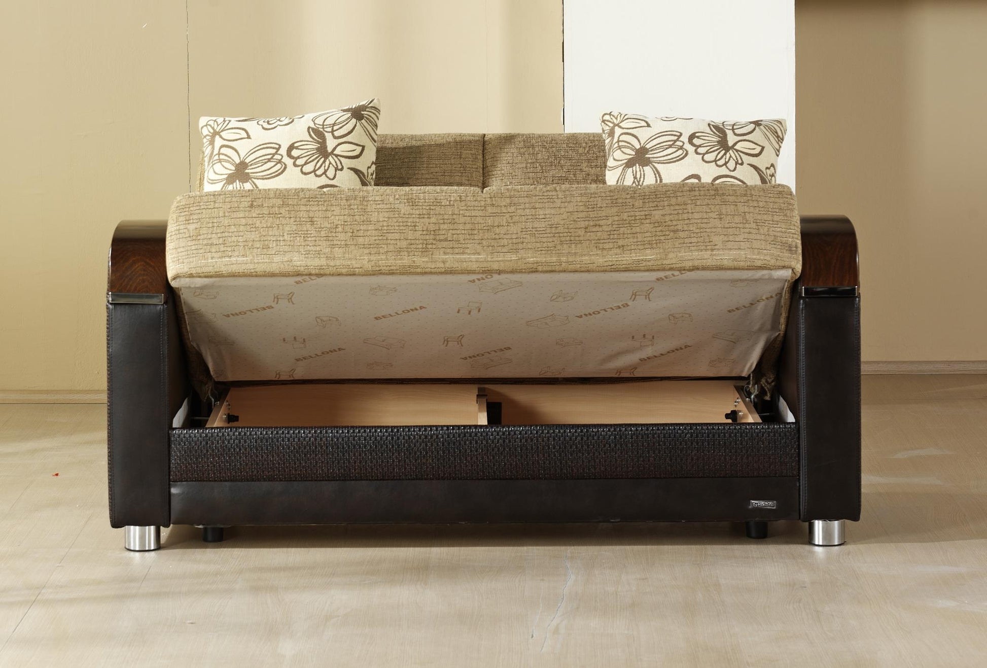 Luna Sleeper Sofa Bed – 87" Wide with Wooden Arms | Mid-Century Modern Convertible Sofa