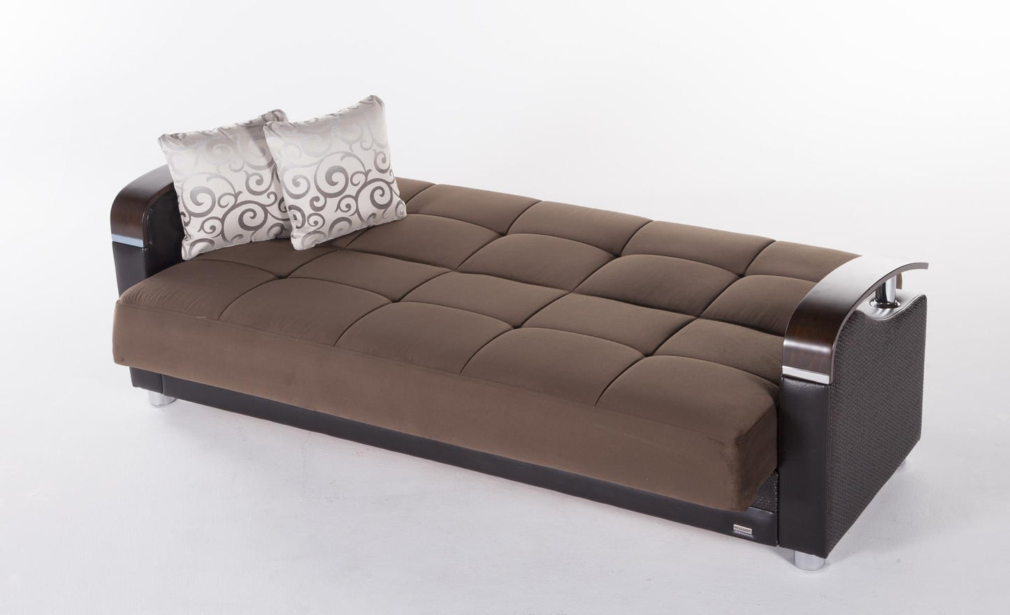 Luna Sleeper Sofa Bed – 87" Wide with Wooden Arms | Mid-Century Modern Convertible Sofa