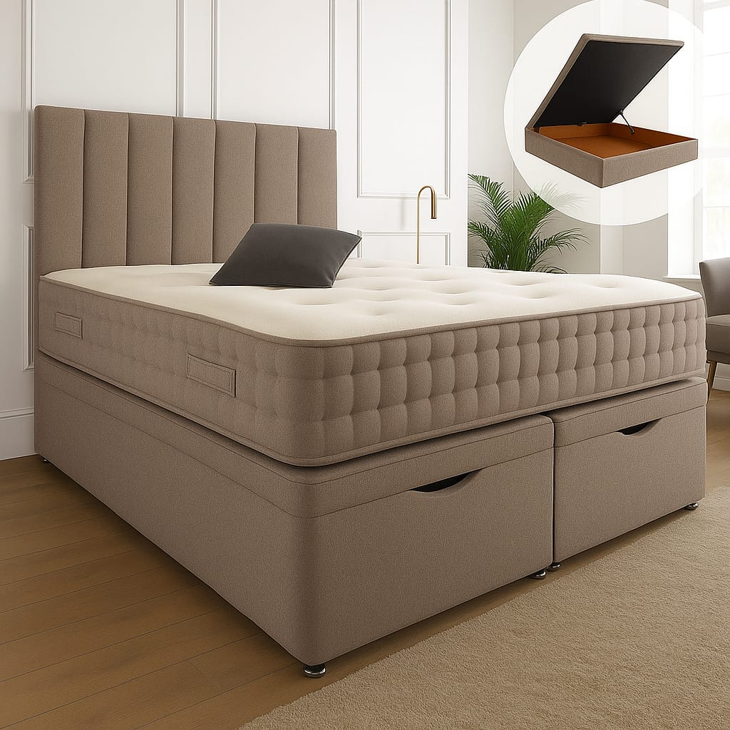 Henley Ottoman End Lift Storage Divan Bed - Optional Headboard