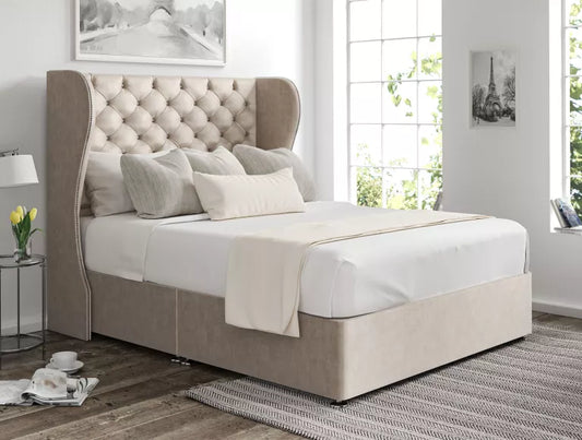 Miami Winged Upholstered Headboard and Divan Base