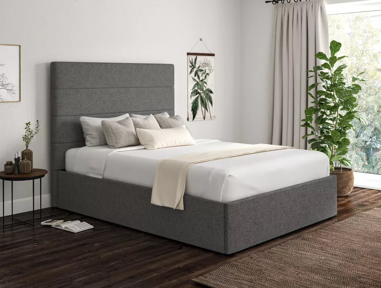 Milano Arran Pebble Upholstered Ottoman Bed Frame Only