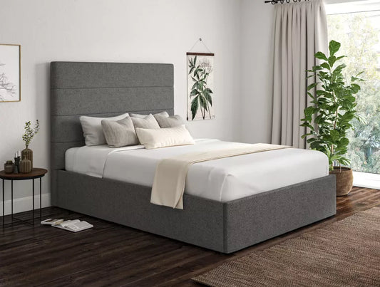 Milano Arran Pebble Upholstered Ottoman Bed Frame Only