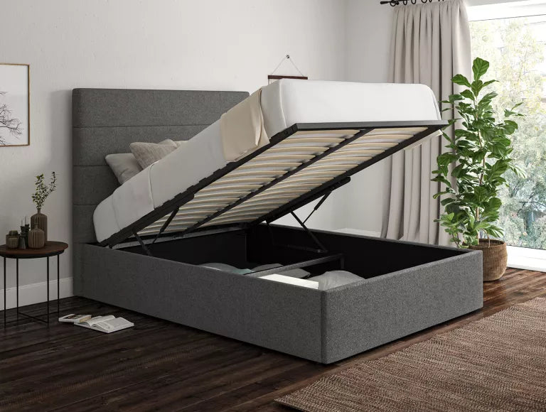 Milano Arran Pebble Upholstered Ottoman Bed Frame Only