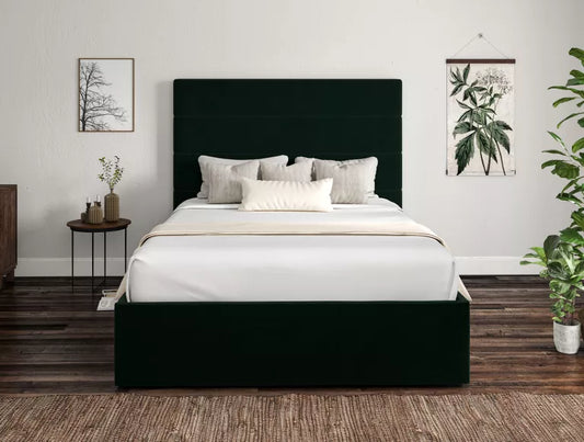 Milano Hugo Bottle Green Upholstered Ottoman Bed Frame Only
