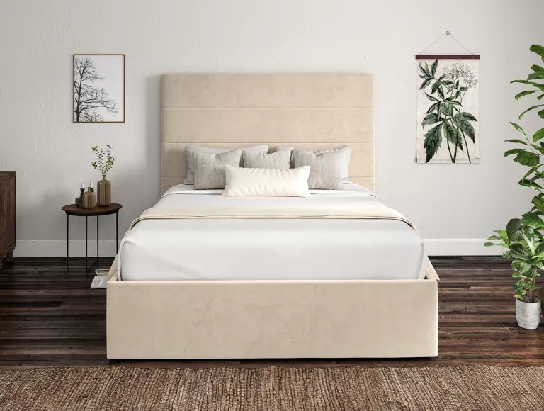 Milano Hugo Ivory Upholstered Ottoman Bed Frame Only