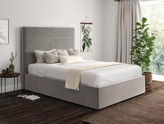 Milano Hugo Platinum Upholstered Ottoman Bed Frame Only