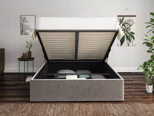 Milano Hugo Platinum Upholstered Ottoman Bed Frame Only