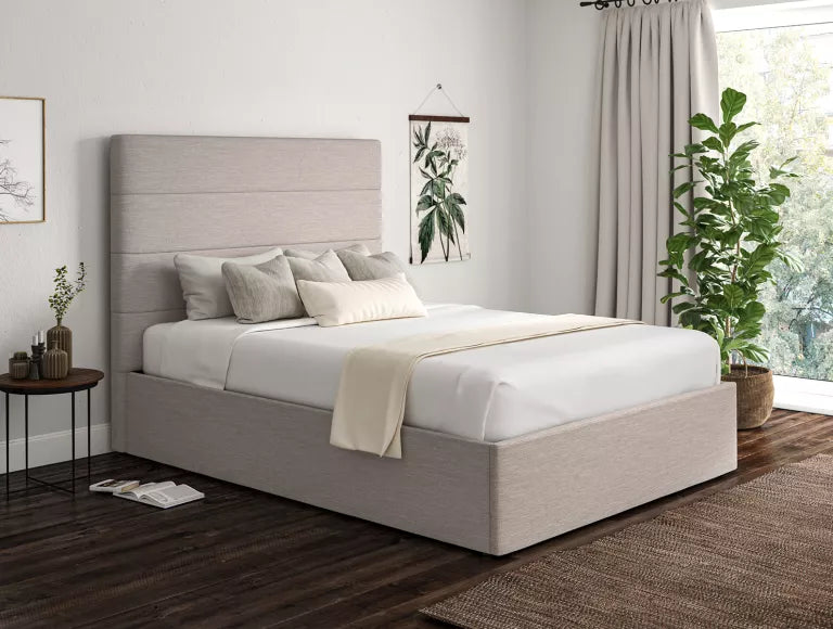 Milano Linea Fog Upholstered Ottoman Bed Frame Only