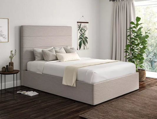 Milano Linea Fog Upholstered Ottoman Bed Frame Only