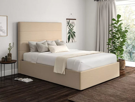 Milano Linea linen Upholstered Ottoman Bed Frame Only