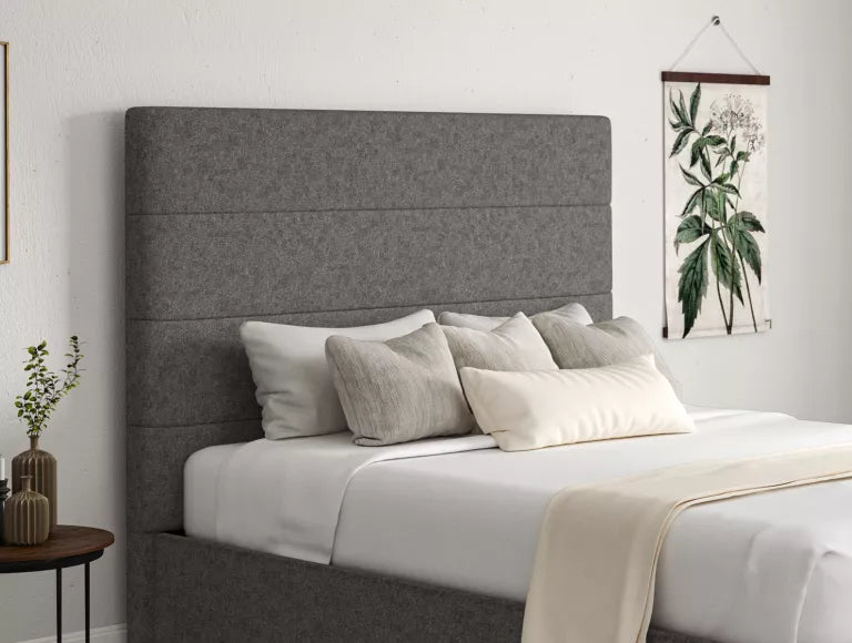 Milano Trebla Charcoal Upholstered Ottoman Bed Frame Only