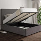 Milano Trebla Charcoal Upholstered Ottoman Bed Frame Only