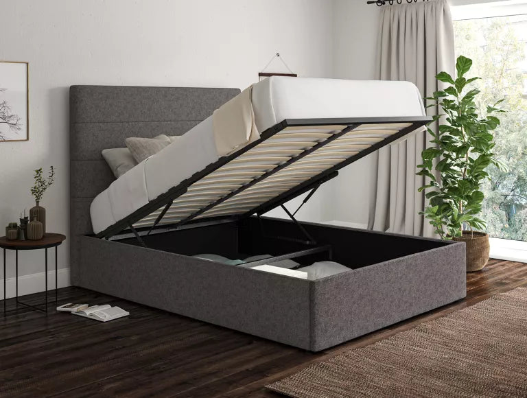 Milano Trebla Charcoal Upholstered Ottoman Bed Frame Only