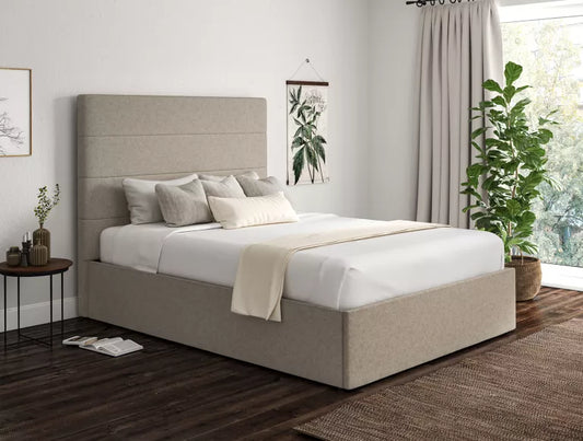 Milano Trebla Flax Upholstered Ottoman Bed Frame Only
