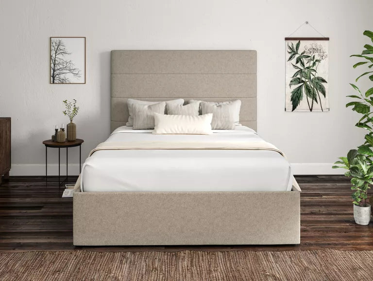 Milano Trebla Flax Upholstered Ottoman Bed Frame Only