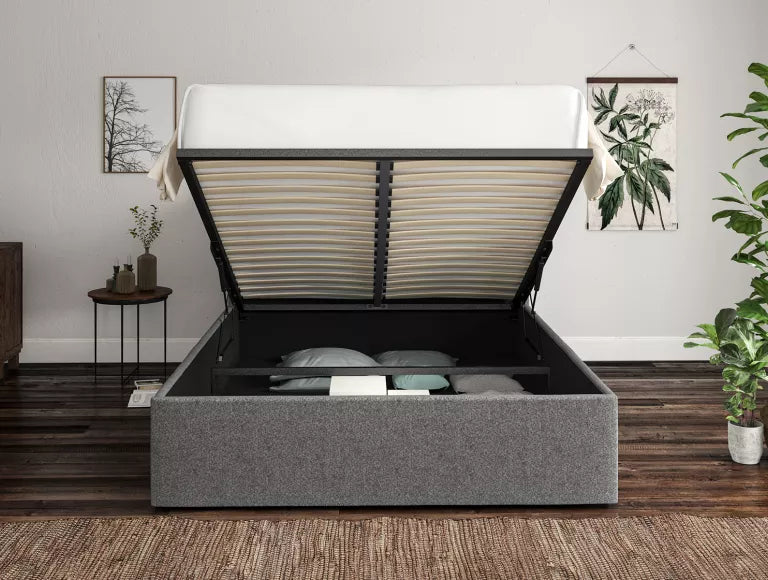 Napoli Arran Pebble Upholstered Ottoman Bed Frame Only