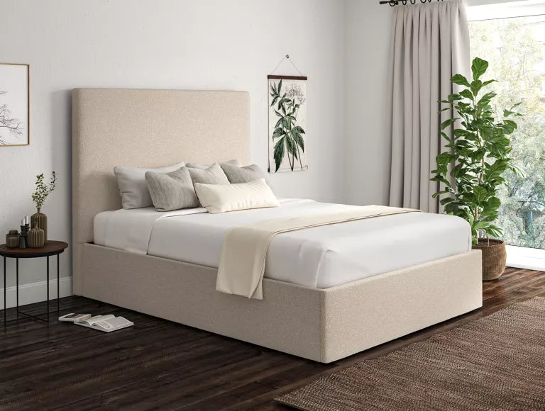 Napoli Boucle Ivory Upholstered Ottoman Bed Frame Only