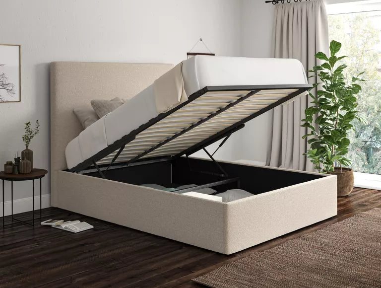 Napoli Boucle Ivory Upholstered Ottoman Bed Frame Only