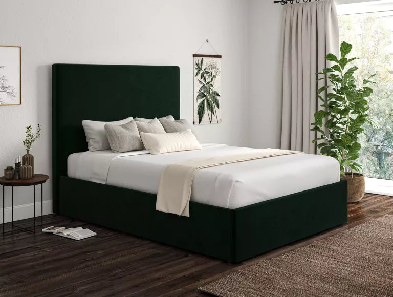 Napoli Hugo Bottle Green Upholstered Ottoman Bed Frame Only