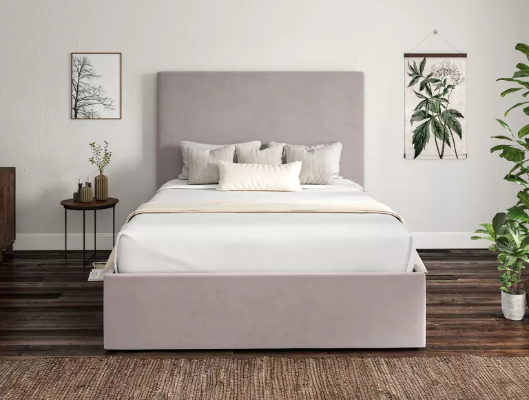 Napoli Hugo Dove Upholstered Ottoman Bed Frame Only