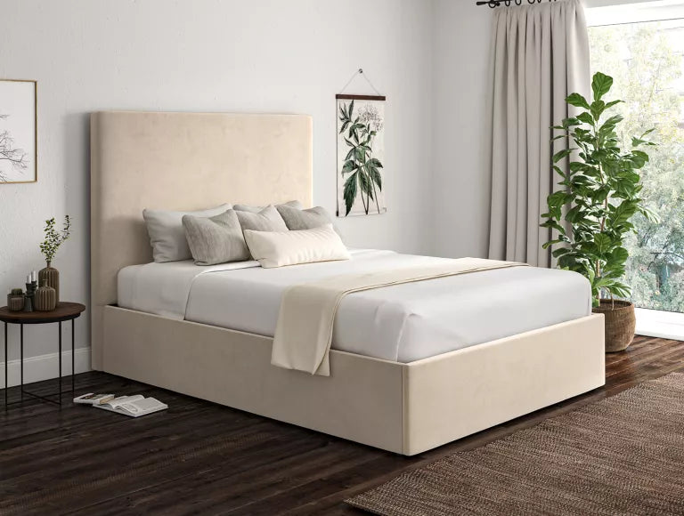 Napoli Hugo Ivory Upholstered Ottoman Bed Frame Only