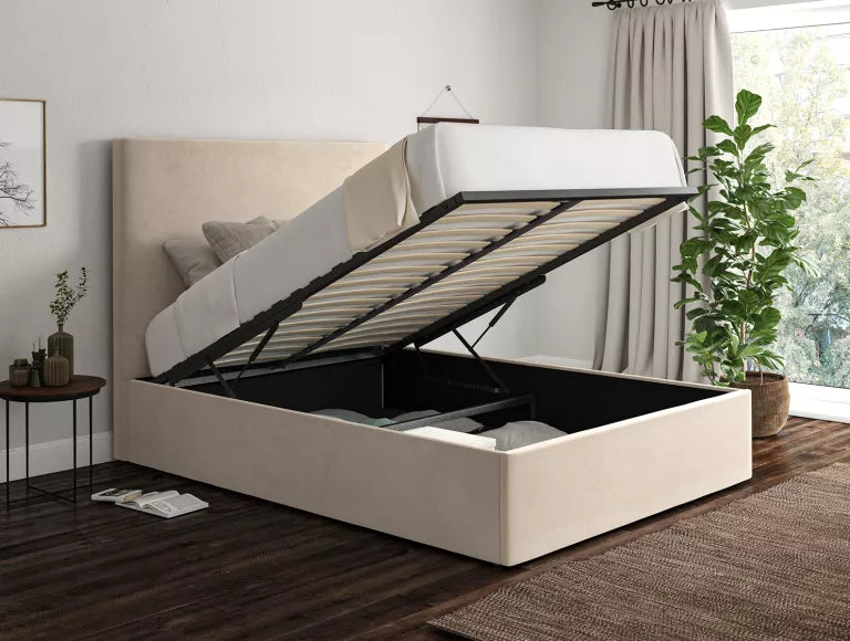 Napoli Hugo Ivory Upholstered Ottoman Bed Frame Only