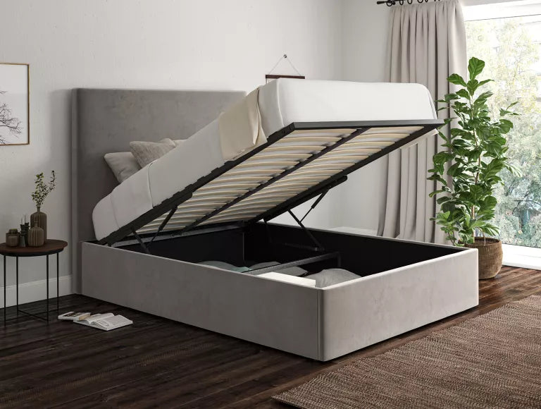 Napoli Hugo Platinum Upholstered Ottoman Bed Frame Only