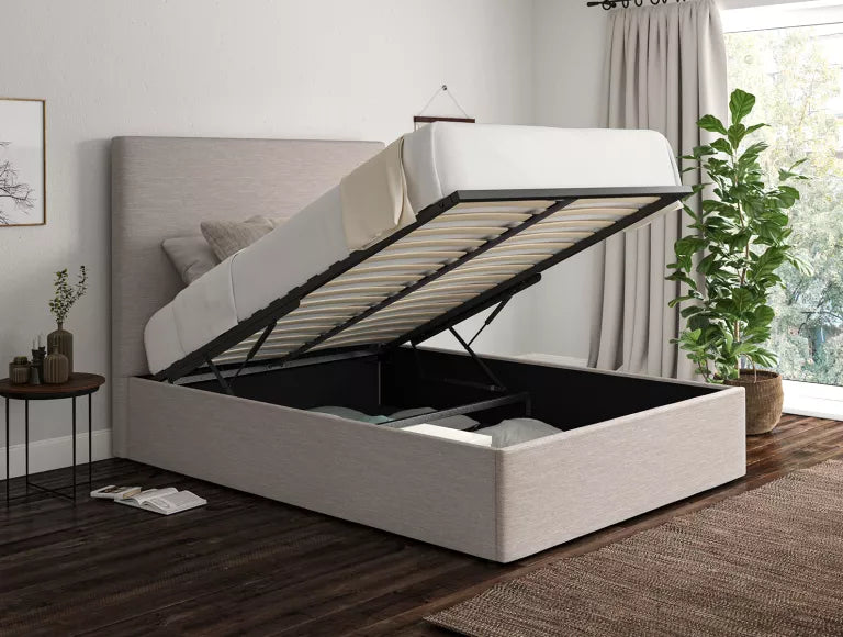 Napoli Linea Fog Upholstered Ottoman Bed Frame Only