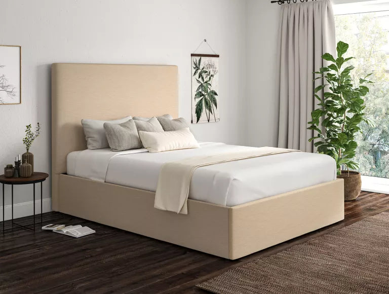 Napoli Linea Linen Upholstered Ottoman Bed Frame Only