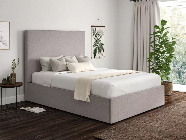 Napoli Trebla Chalk Upholstered Ottoman Bed Frame Only