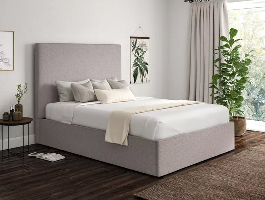 Napoli Trebla Chalk Upholstered Ottoman Bed Frame Only
