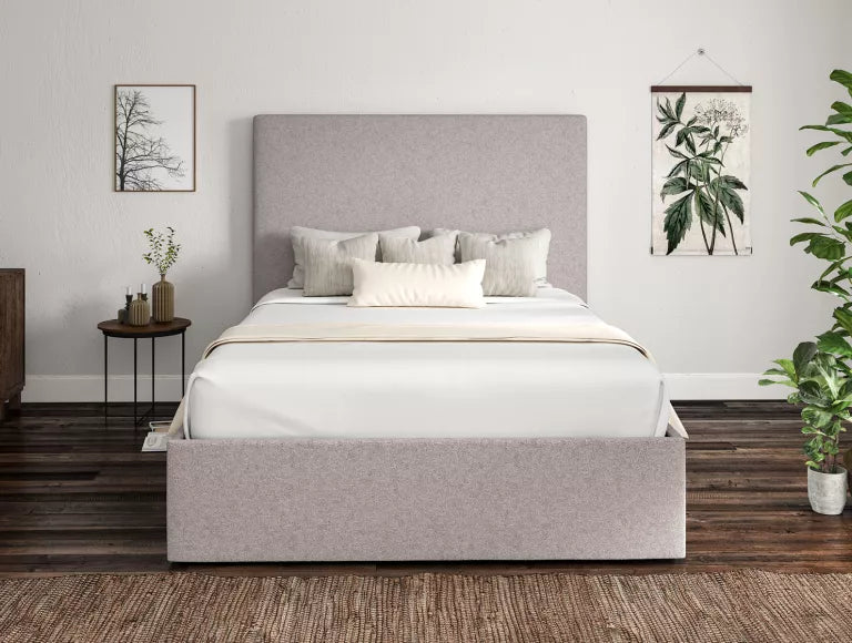 Napoli Trebla Chalk Upholstered Ottoman Bed Frame Only