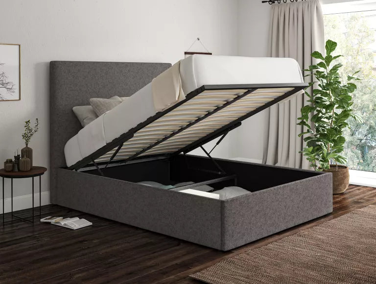 Napoli Trebla Charcoal Upholstered Ottoman Bed Frame Only