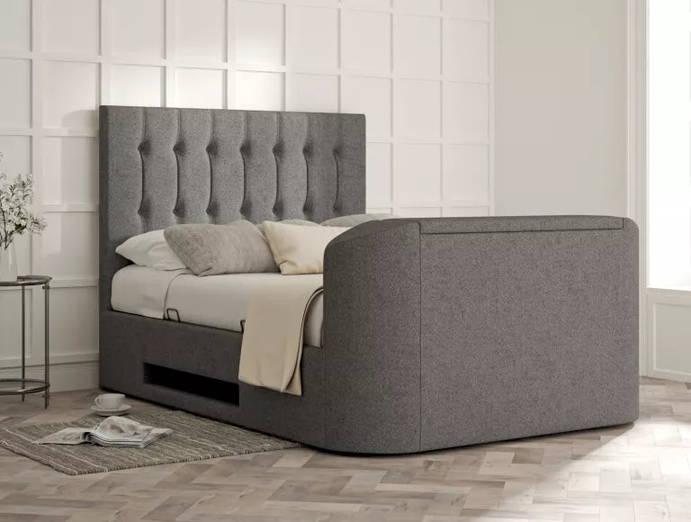 Dorchester Upholstered Arran Pebble Ottoman TV Bed - Bed Frame Only