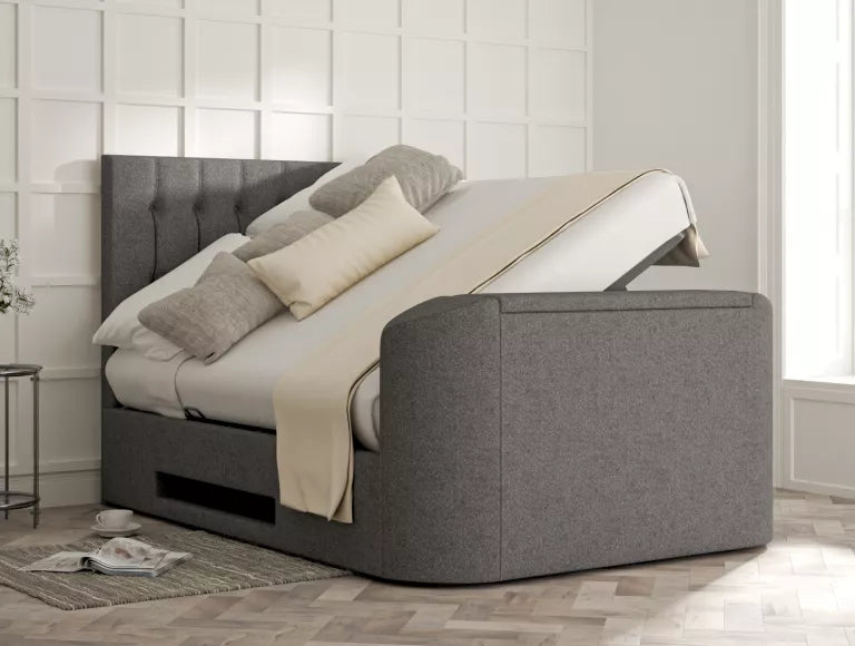 Dorchester Upholstered Arran Pebble Ottoman TV Bed - Bed Frame Only