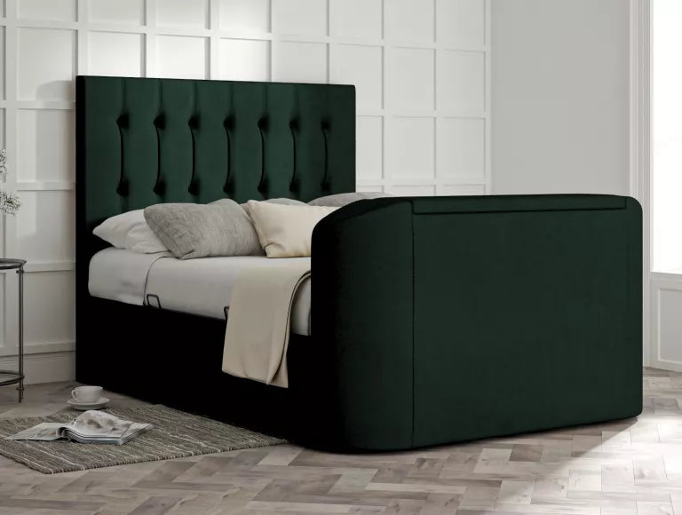 Dorchester Upholstered Hugo Bottle Green Ottoman TV Bed - Bed Frame Only