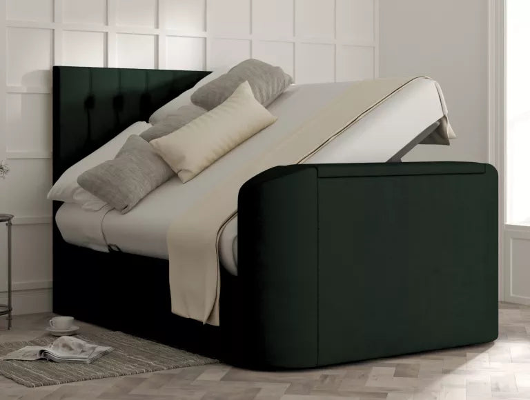 Dorchester Upholstered Hugo Bottle Green Ottoman TV Bed - Bed Frame Only