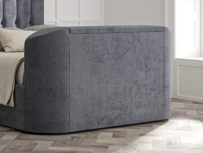 Dorchester Upholstered Hugo Platinum Ottoman TV Bed - Bed Frame Only