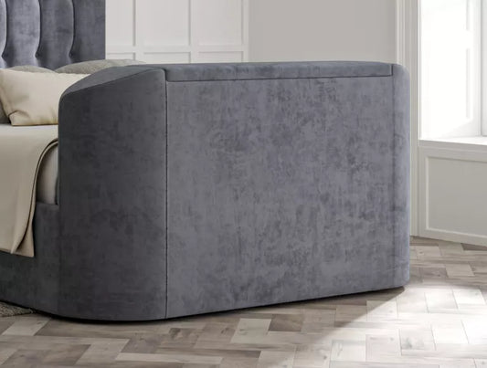 Dorchester Upholstered Hugo Platinum Ottoman TV Bed - Bed Frame Only
