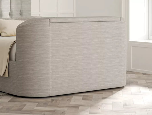 Dorchester Upholstered Linea Fog Ottoman TV Bed - Bed Frame Only