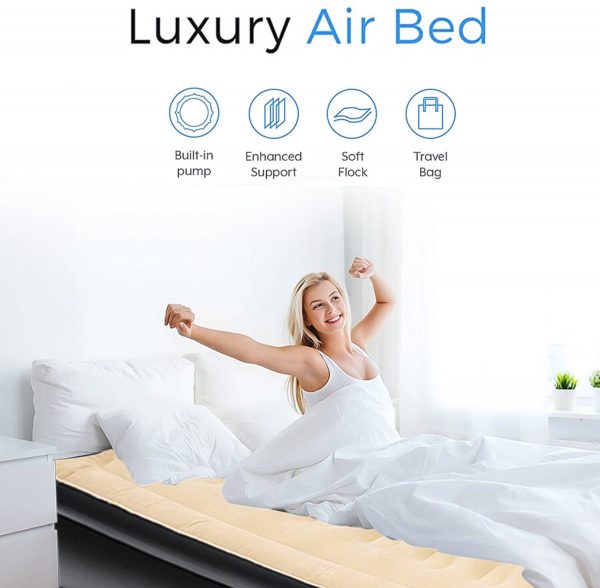 Inflatable High Raised Air Bed Mattress Built- in Electric Pump Double Bed Size