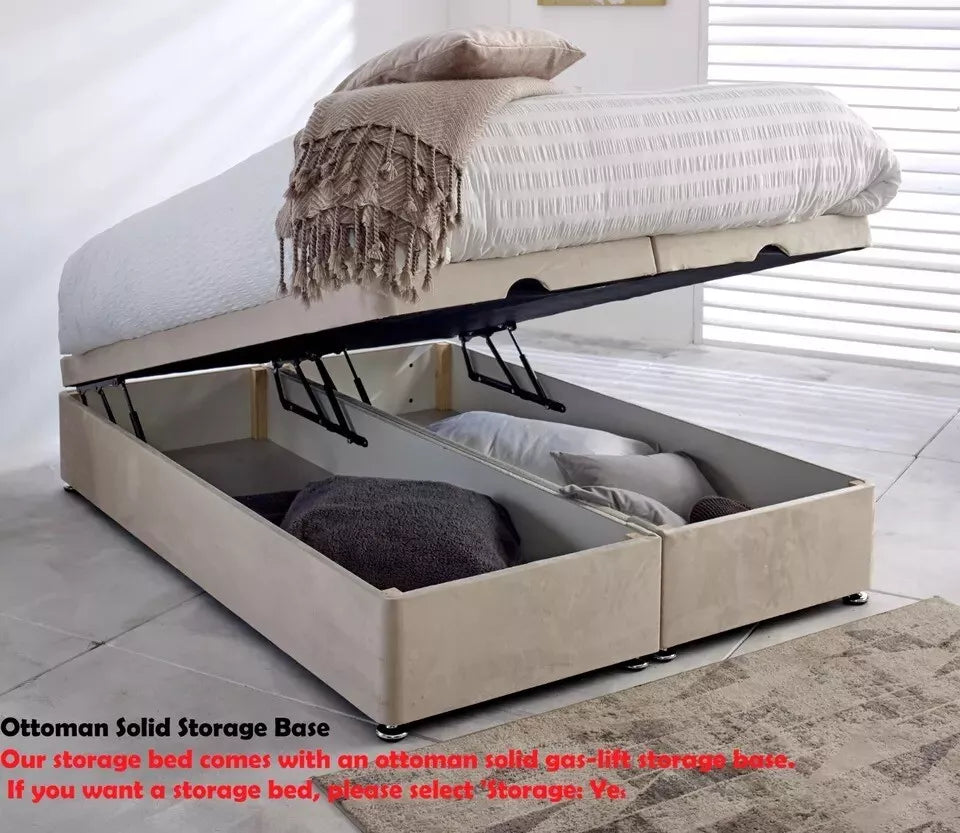 Divan Bed Frame Plush Velvet Ottoman Gas Lift Storage Double & King Size Bed