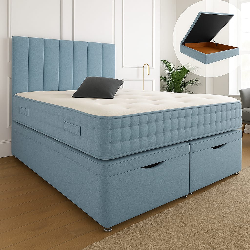 Henley Ottoman End Lift Storage Divan Bed - Optional Headboard