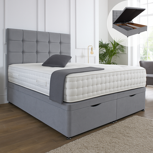 Kensington Ottoman End Lift Storage Divan Bed - Optional Headboard
