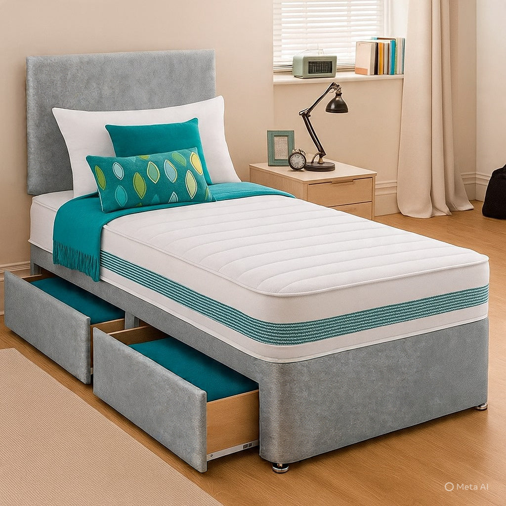 Single Divan Bed Set - Choice of Mattress & Optional Storage