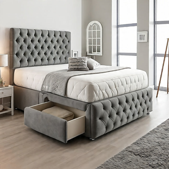 Chesterfield Matching Headboard & Footboard Divan Set - Choice of Mattress & Optional Storage