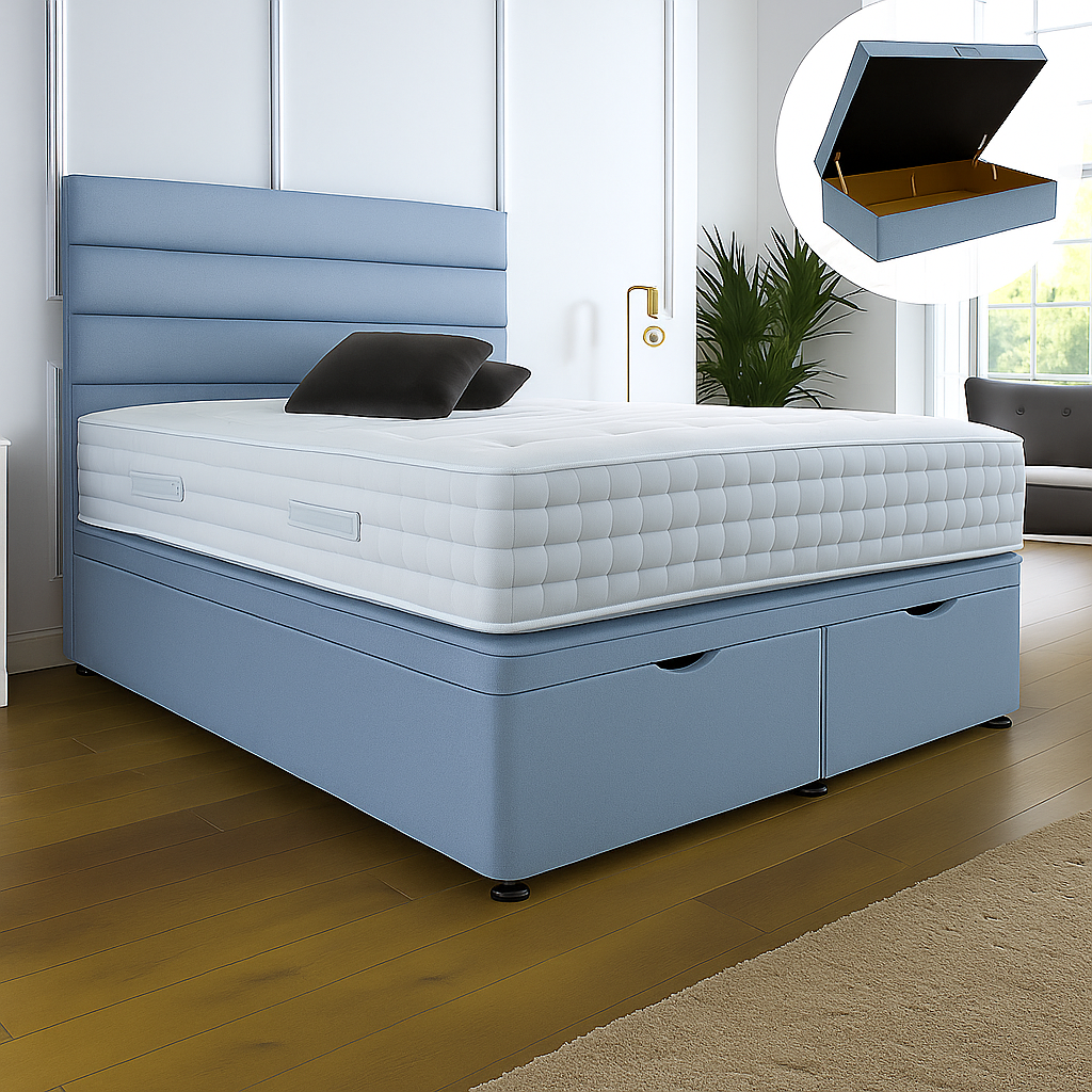 Camden Ottoman End Lift Storage Divan Bed - Optional Headboard