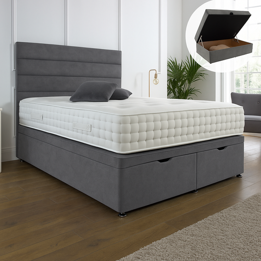 Camden Ottoman End Lift Storage Divan Bed - Optional Headboard