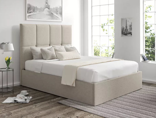 Napoli Trebla Flax Upholstered Ottoman Bed Frame Only